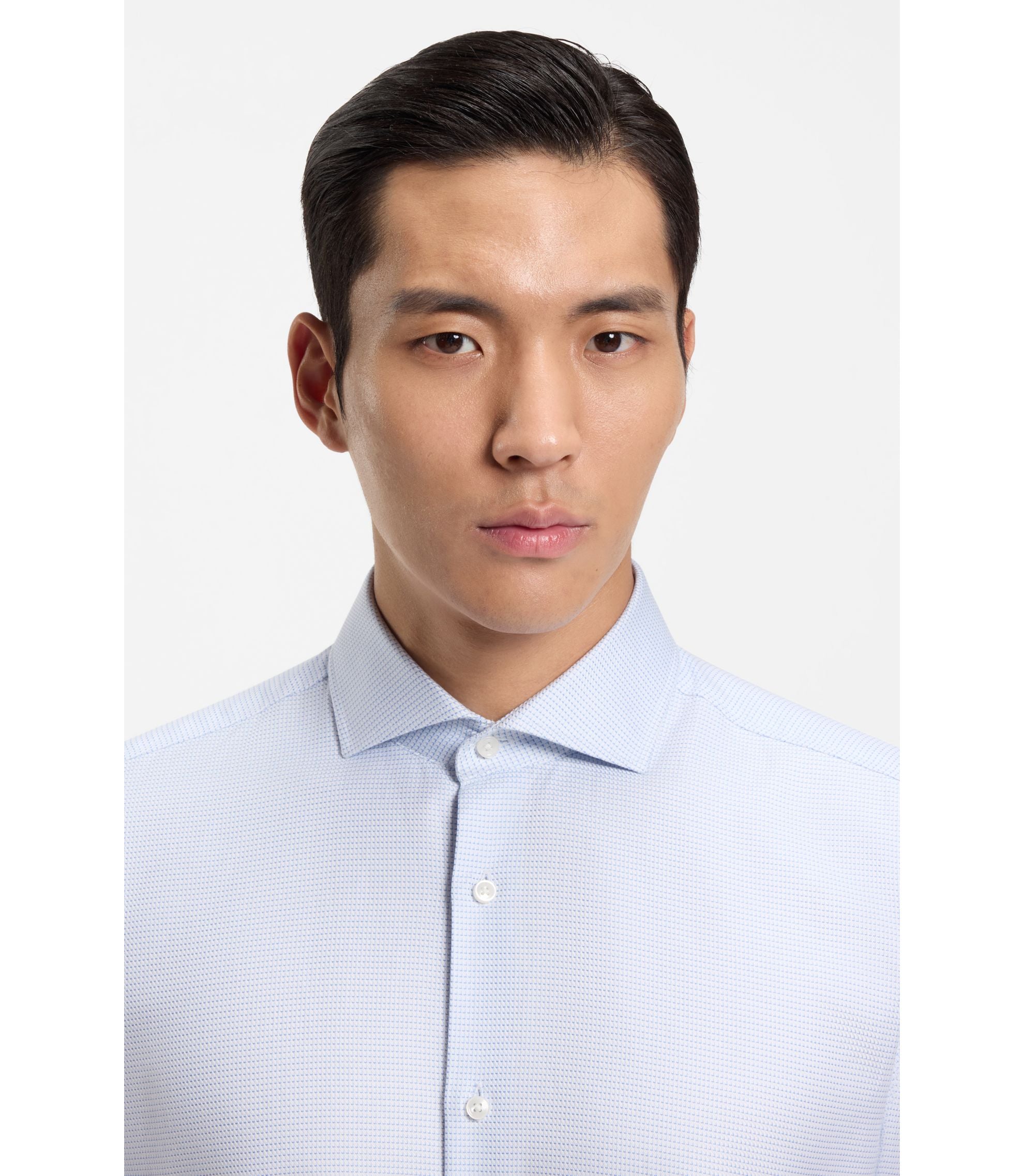 Boss Slim Fit Shirt In Cotton Twill Light Blue