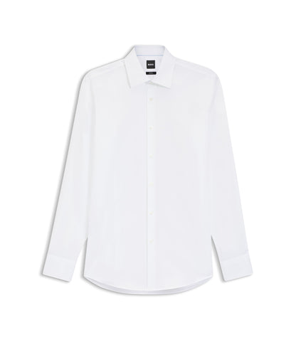 Boss Easy Iron Slim Fit Shirt In Cotton Poplin White