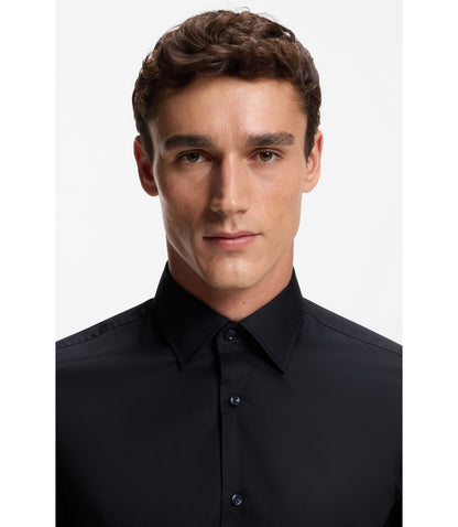 Boss Easy Iron Slim Fit Shirt In Cotton Poplin Dark Blue