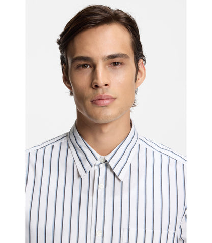 Hugo Striped Oversized Fit Shirt In Cotton Poplin White