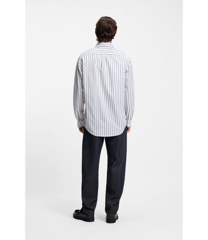 Hugo Striped Oversized Fit Shirt In Cotton Poplin White