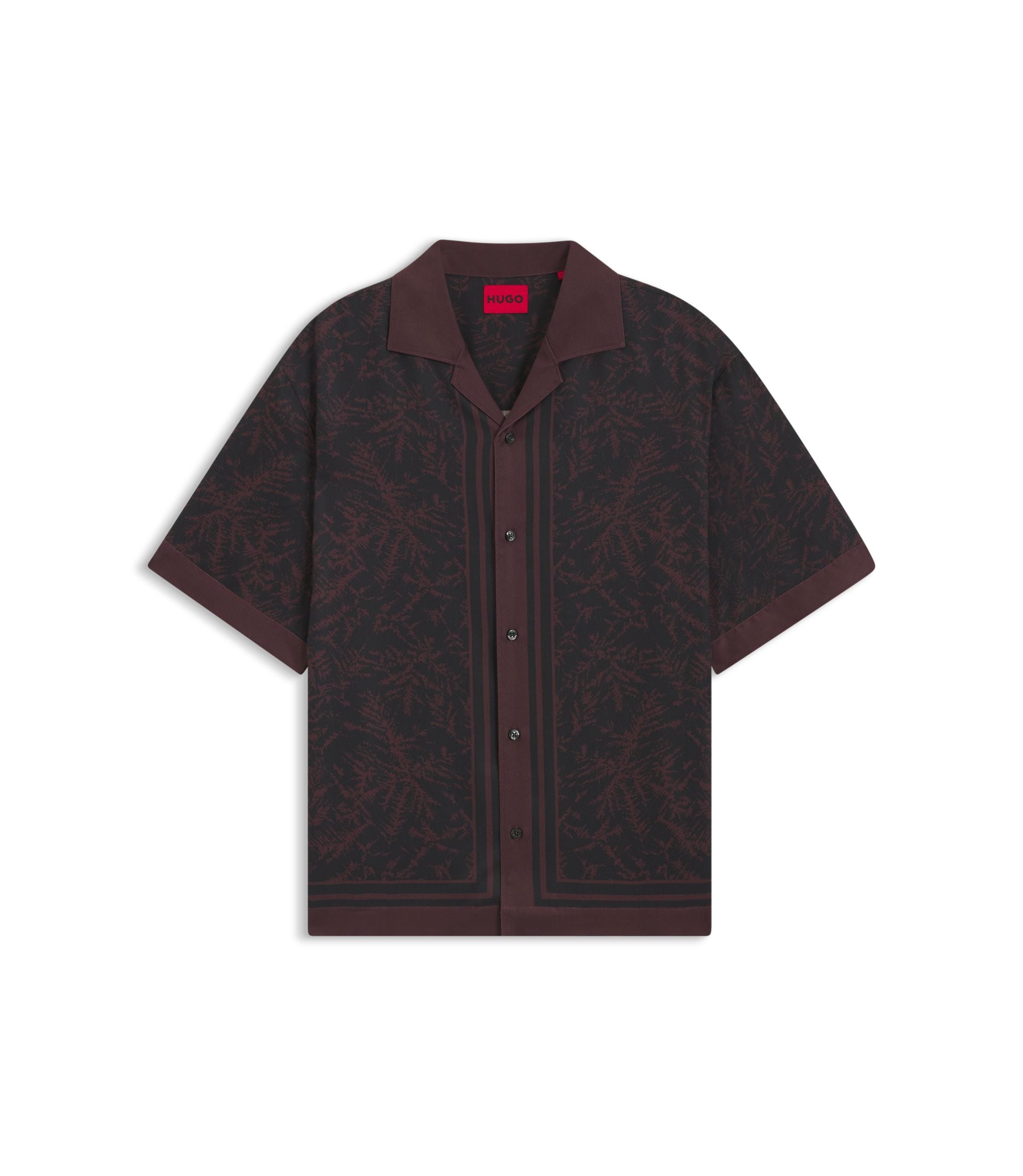 Hugo Oversized Fit Shirt With Digital Print Light Brown
