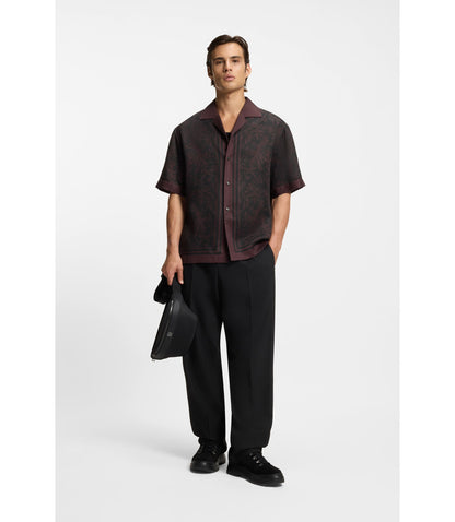 Hugo Oversized Fit Shirt With Digital Print Light Brown