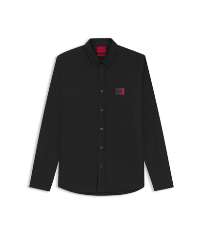 Hugo Relaxed Fit Shirt In Stretch Cotton Canvas Black