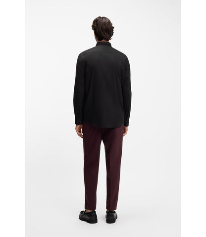 Hugo Relaxed Fit Shirt In Stretch Cotton Canvas Black