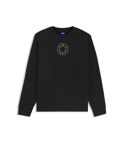 Hugo Cotton Sweatshirt With Rhinestone Happy Hugo Black Women's