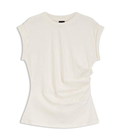 Boss Rolled Cuff Slim Fit T Shirt In Mercerised Cotton White Women's