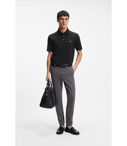 Boss Mercerized Cotton Polo Shirt With Double B Monogram Black