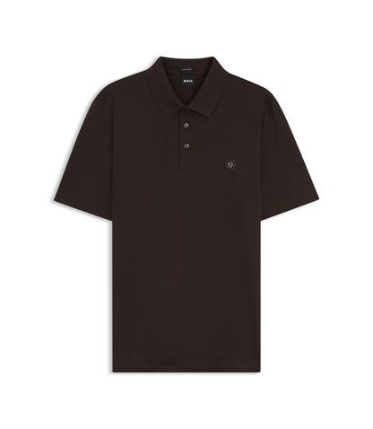 Boss Mercerized Cotton Polo Shirt With Double B Monogram Dark Brown