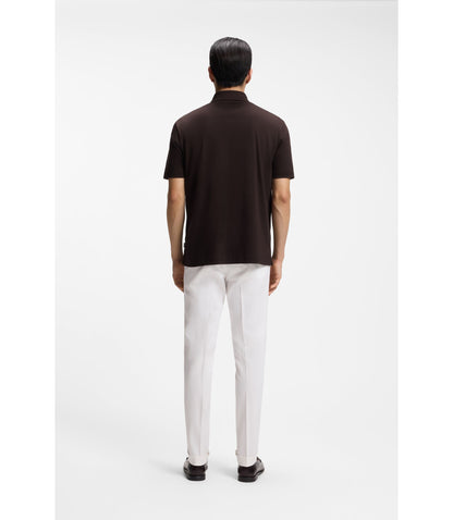 Boss Mercerized Cotton Polo Shirt With Double B Monogram Dark Brown