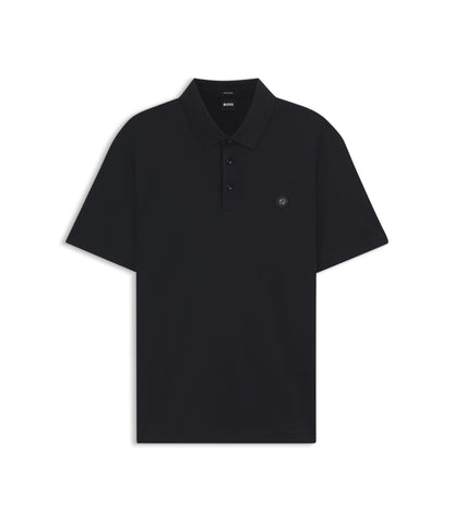 Boss Mercerized Cotton Polo Shirt With Double B Monogram Dark Blue