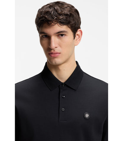 Boss Mercerized Cotton Polo Shirt With Double B Monogram Dark Blue