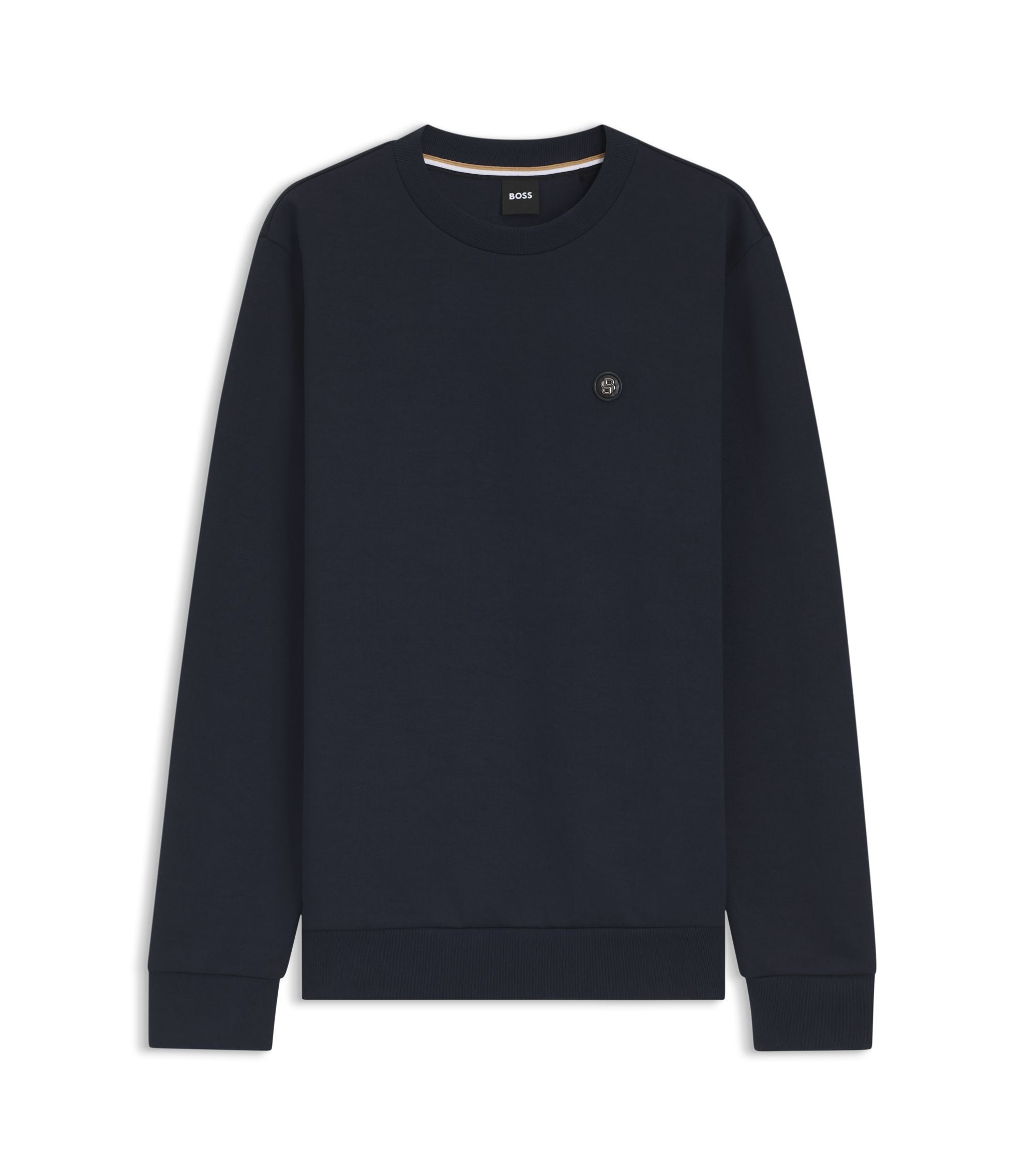 Boss Cotton Blend Sweatshirt With Double B Monogram Dark Blue
