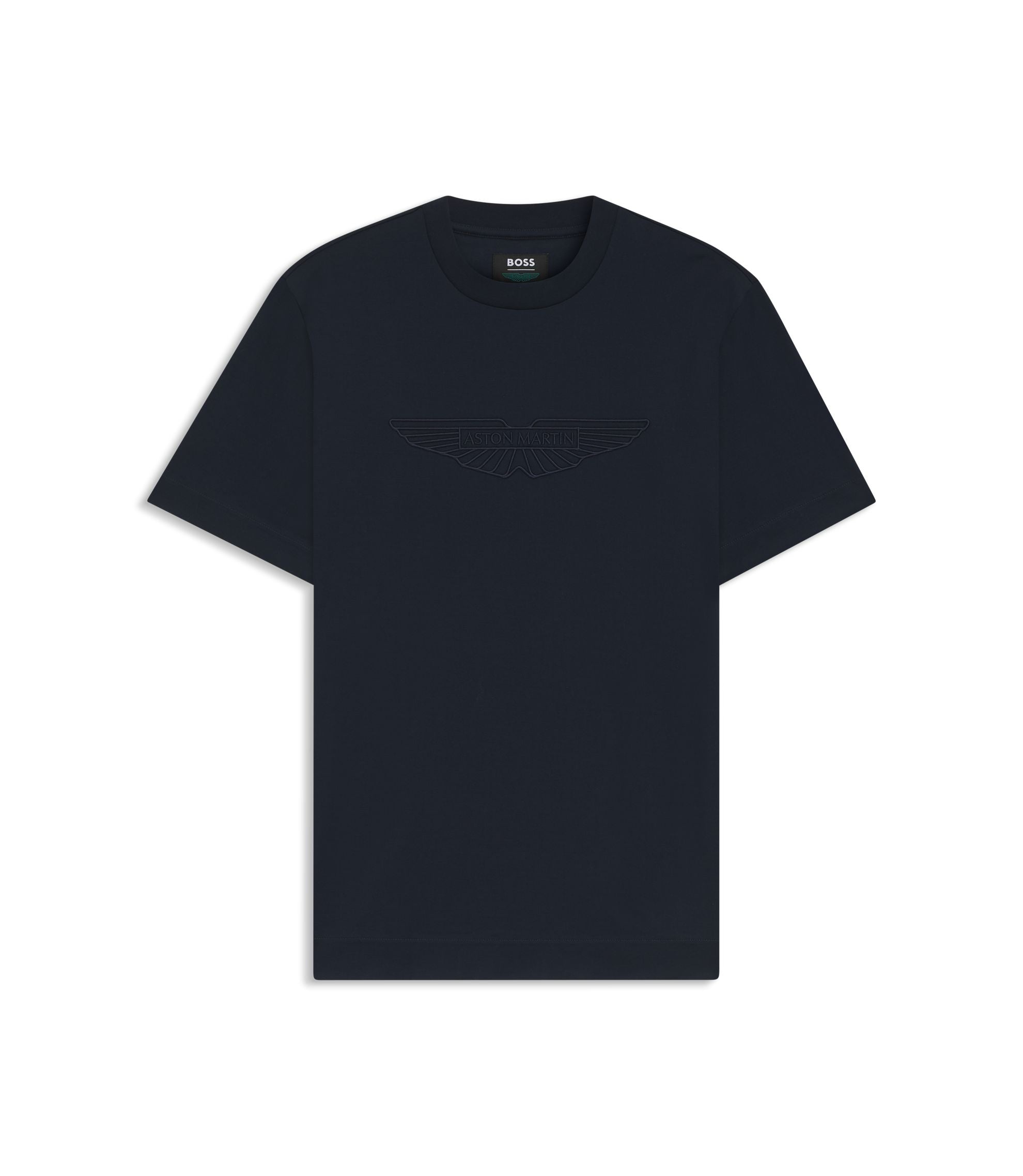 Boss X Aston Martin Mercerized Cotton T Shirt With Wing Detail Dark Blue