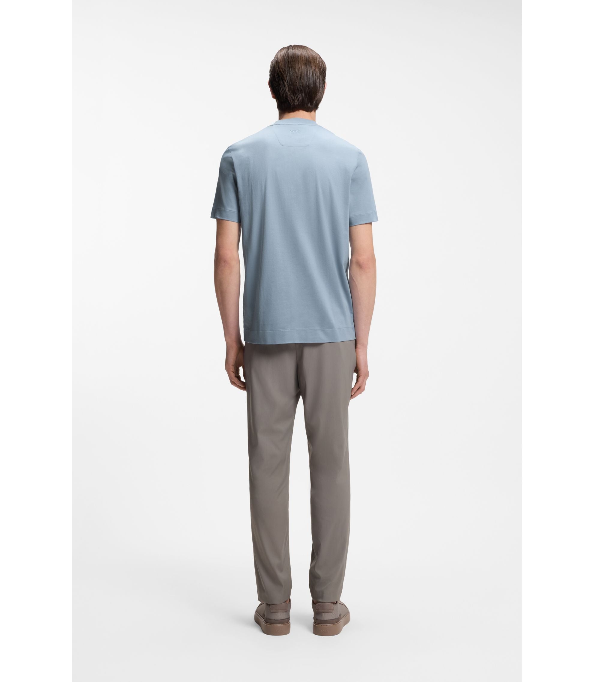 Boss X Aston Martin Mercerized Cotton T Shirt With Wing Detail Light Blue