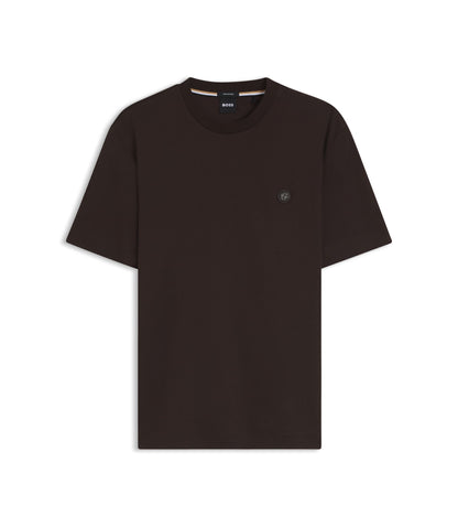 Boss Mercerized Cotton T Shirt With Double B Monogram Dark Brown