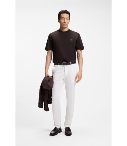 Boss Mercerized Cotton T Shirt With Double B Monogram Dark Brown