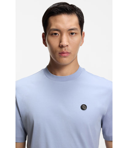 Boss Mercerized Cotton T Shirt With Double B Monogram Light Purple