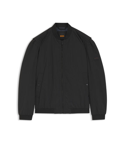 Boss Water Repellent Bomber Jacket In Cotton Touch Fabric Black