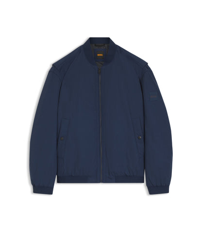 Boss Water Repellent Bomber Jacket In Cotton Touch Fabric Light Blue