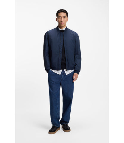 Boss Water Repellent Bomber Jacket In Cotton Touch Fabric Light Blue