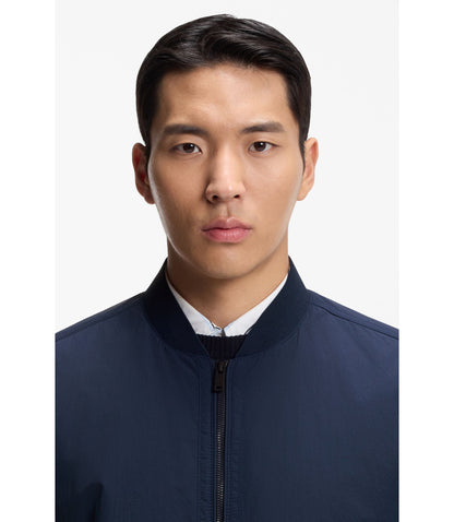 Boss Water Repellent Bomber Jacket In Cotton Touch Fabric Light Blue