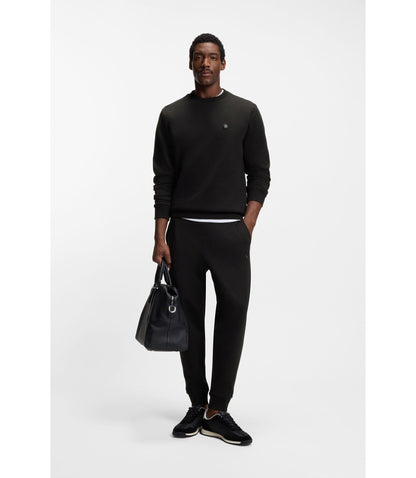Boss Cotton Blend Track Pants With Double B Monogram Badge Black