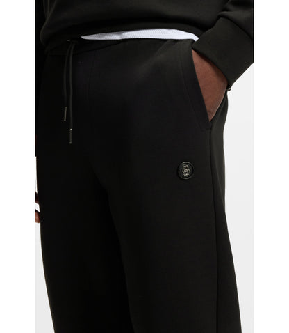 Boss Cotton Blend Track Pants With Double B Monogram Badge Black