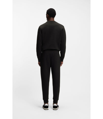 Boss Cotton Blend Track Pants With Double B Monogram Badge Black