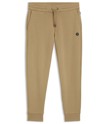 Boss Cotton Blend Track Pants With Double B Monogram Badge Khaki