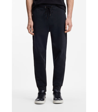 Boss Cotton Blend Track Pants With Double B Monogram Badge Dark Blue