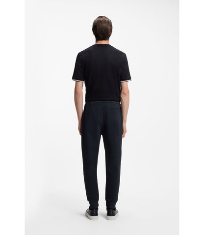 Boss Cotton Blend Track Pants With Double B Monogram Badge Dark Blue