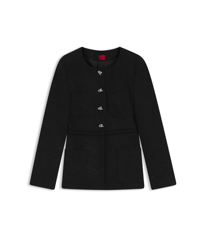 Hugo Regular Fit Blazer In Sparkling Boucl Black Women's