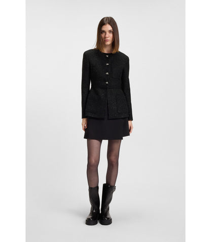 Hugo Regular Fit Blazer In Sparkling Boucl Black Women's