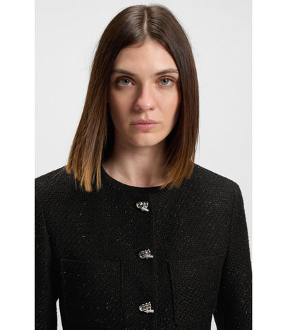 Hugo Regular Fit Blazer In Sparkling Boucl Black Women's