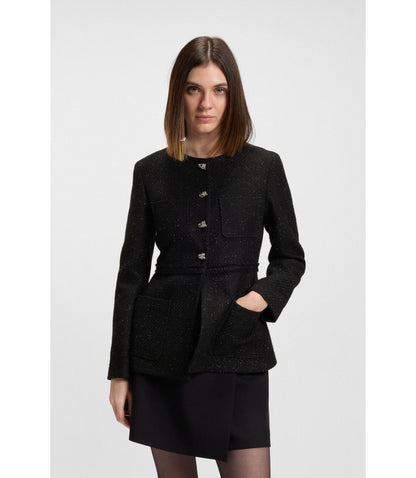 Hugo Regular Fit Blazer In Sparkling Boucl Black Women's