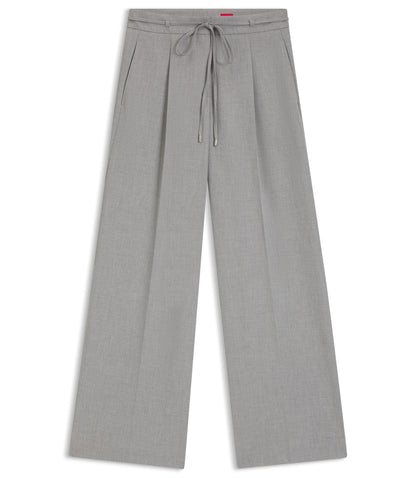 Hugo Regular Fit Trousers With Wide Leg Light Grey Women's
