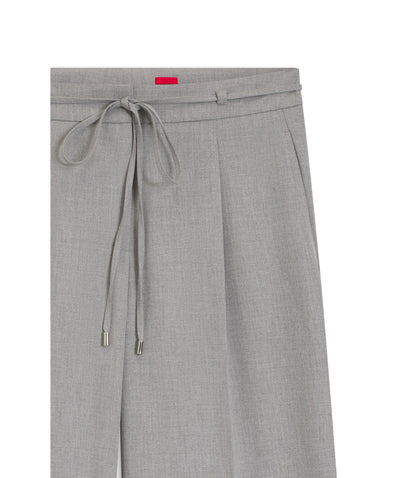 Hugo Regular Fit Trousers With Wide Leg Light Grey Women's