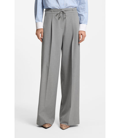 Hugo Regular Fit Trousers With Wide Leg Light Grey Women's