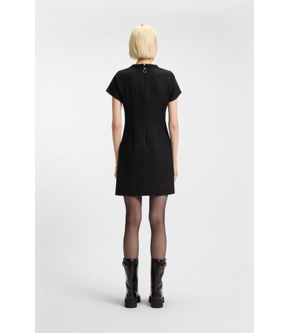 Hugo Chain Tape Dress In Sparkling Boucl Black Women's