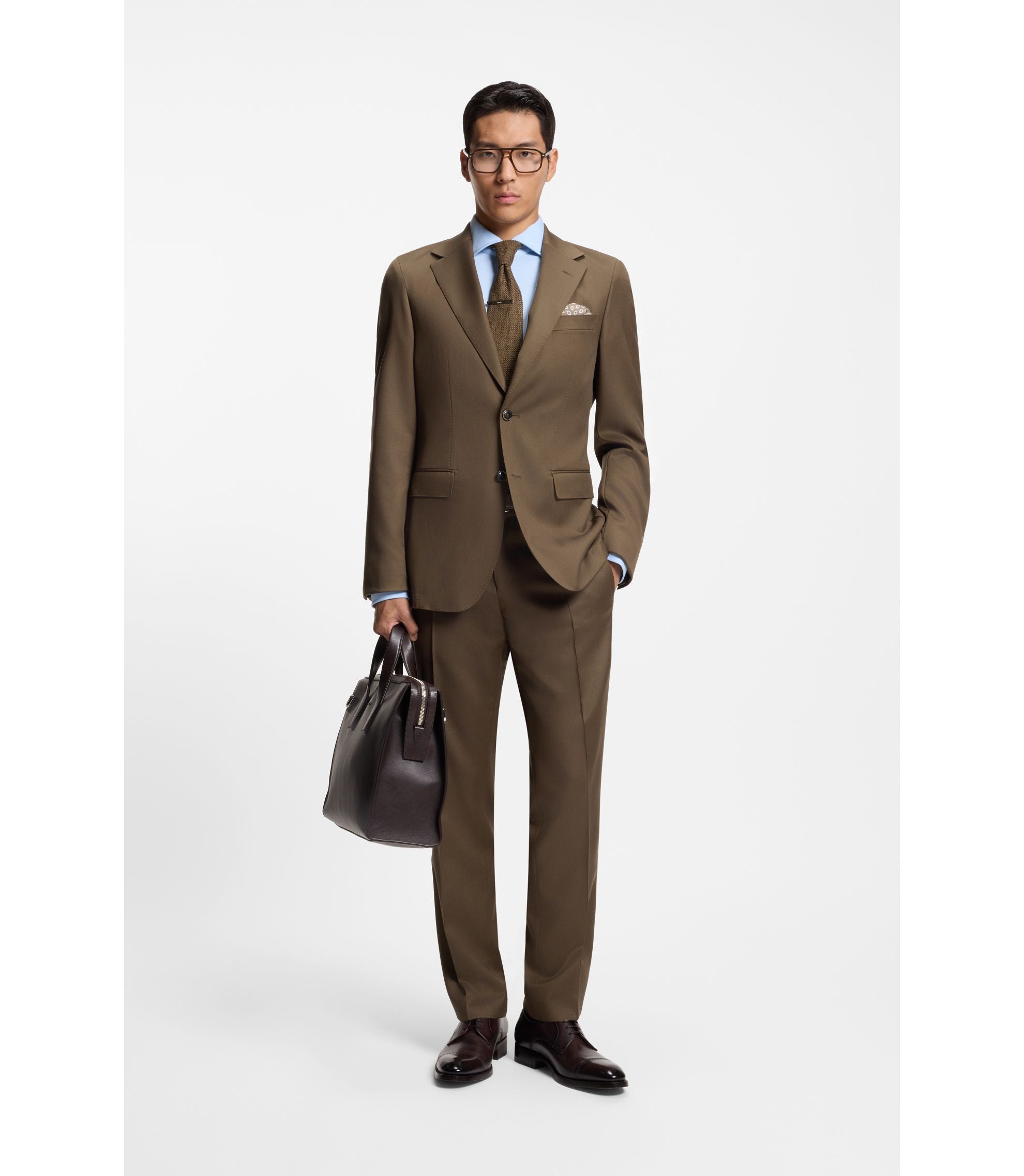 Boss Regular Fit Jacket In Virgin And Textured Wool Light Green