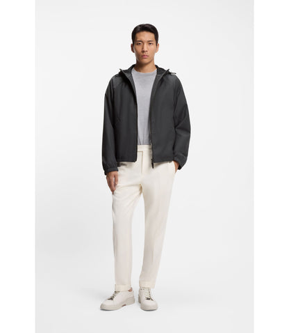 Boss Virgin Wool Windbreaker With Hood Black