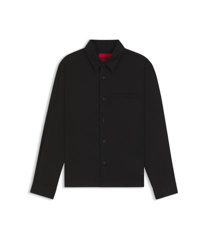 Hugo Oversized Fit Overshirt In Soft Twill Black