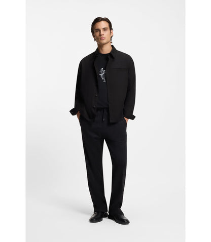Hugo Oversized Fit Overshirt In Soft Twill Black