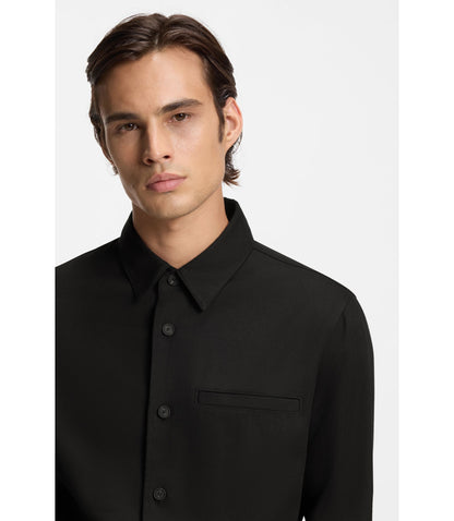 Hugo Oversized Fit Overshirt In Soft Twill Black