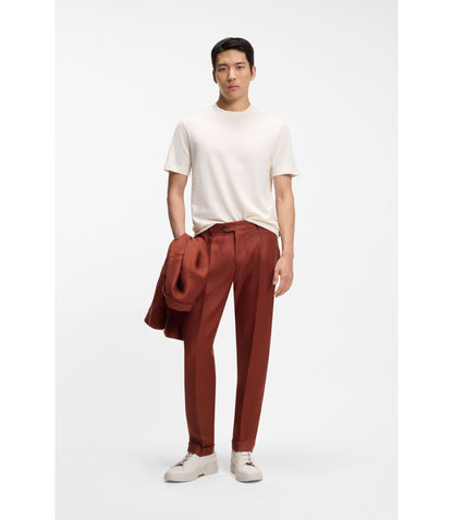 Boss Cotton Silk T Shirt With Geometric Jacquard White