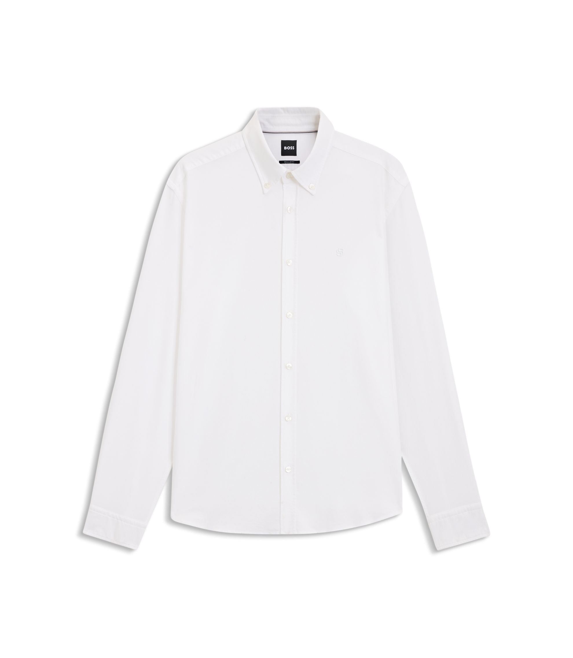 Boss Regular Fit Shirt In Oxford Cotton White