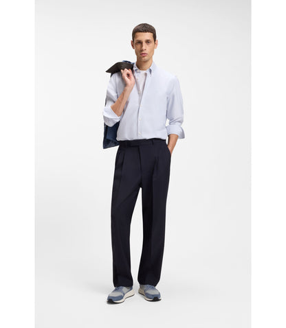 Boss Regular Fit Shirt In Oxford Cotton Light Purple