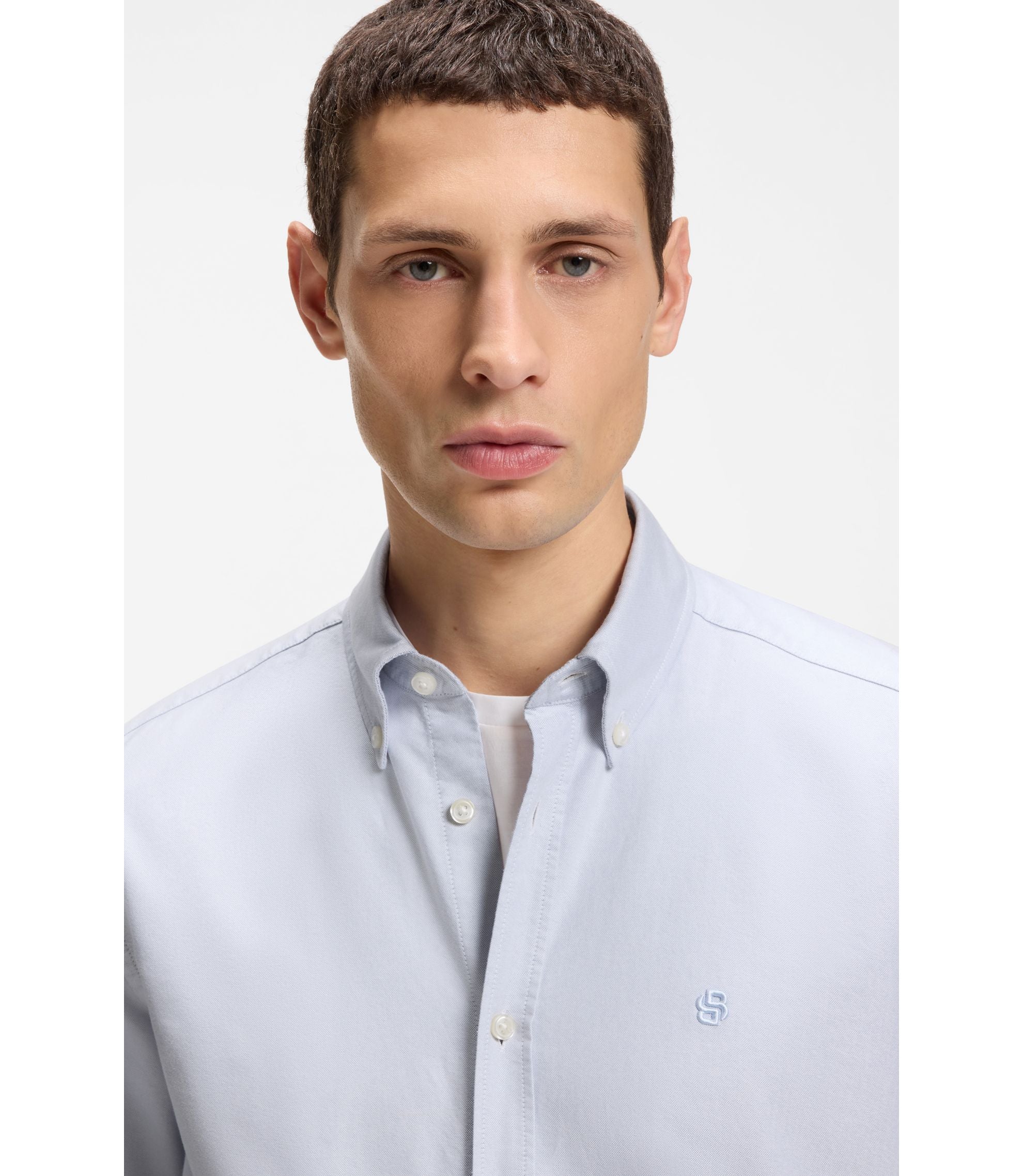 Boss Regular Fit Shirt In Oxford Cotton Light Purple