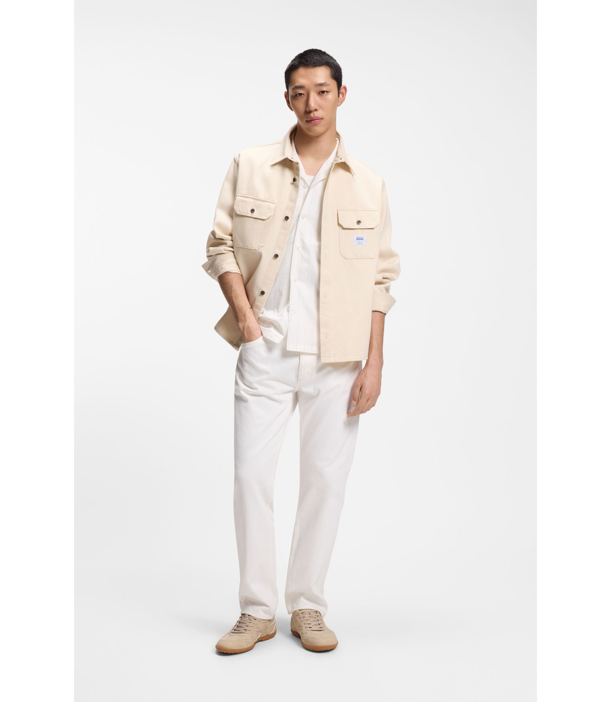 Hugo Regular Fit Jeans In White Denim White